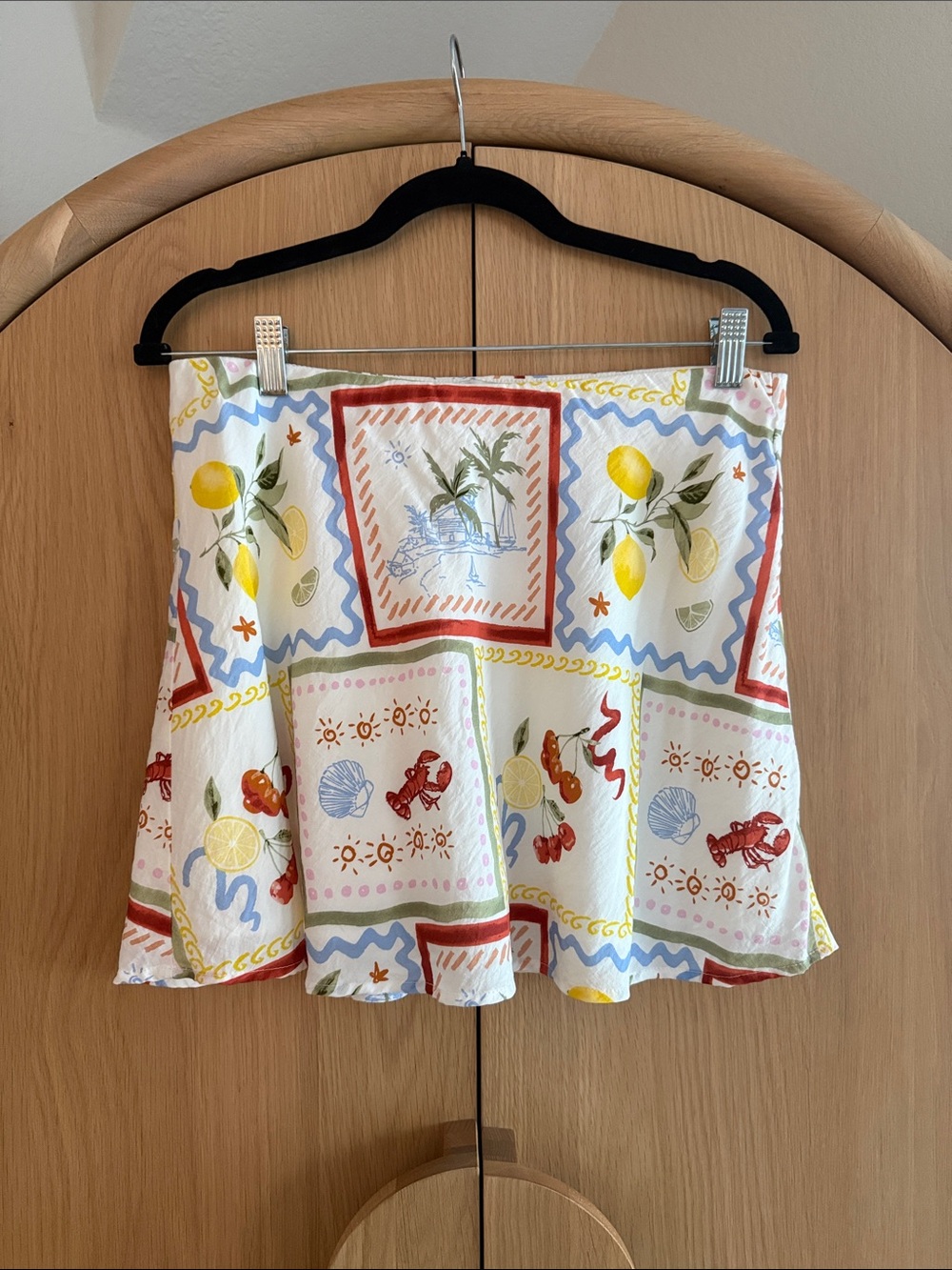 Abercrombie & Fitch White Mini Skirt with Yellow, Red, Blue & Green Print